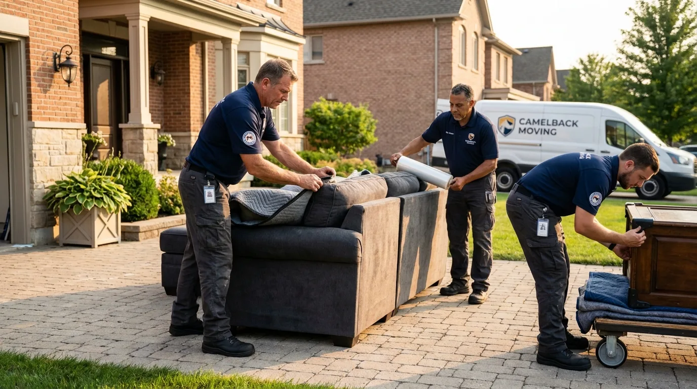 Large estate moving crew wrapping furniture in Whiteman Air Force Base, MO