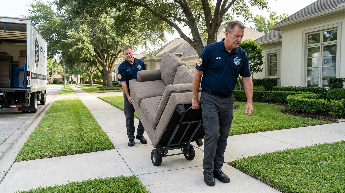 Local residential moving crew loading furniture in Whiteman Air Force Base, MO